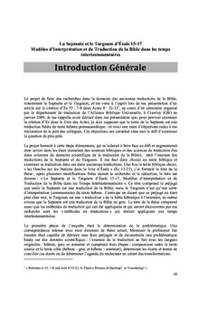 La LXX et le Tg d'Esaie, Modeles d'Interpretation et de Traduction