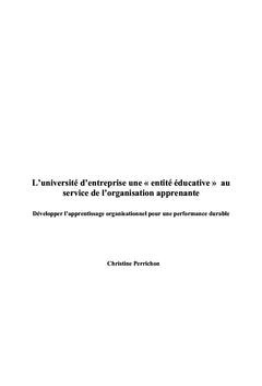 L'universite d'entreprise au service de l'organisation apprenante