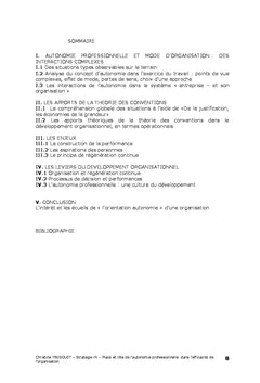L'influence de l'organisation sur l'autonomie professionnelle