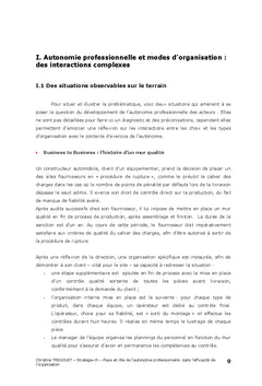 L'influence de l'organisation sur l'autonomie professionnelle