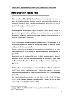 Approche multicritère pour la construction d'un portefeuille d'action