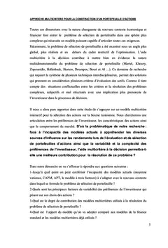 Approche multicritère pour la construction d'un portefeuille d'action