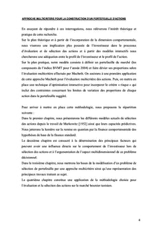 Approche multicritère pour la construction d'un portefeuille d'action