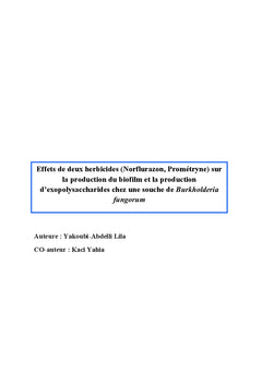 Effets de deux herbicides sur une souche de Burkholderia fungorum