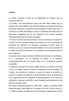 Effets de deux herbicides sur une souche de Burkholderia fungorum