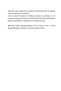 Effets de deux herbicides sur une souche de Burkholderia fungorum