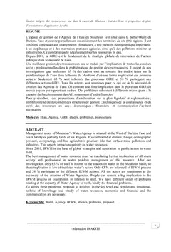 La Gestion Integree des Ressources en eau dans le Bassin du Mouhoun