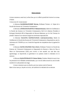 Evaluation de la qualite d'une eau de source
