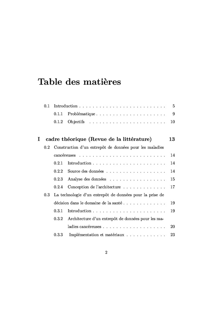 Elaboration d'un entrepôt de données dédié au domaine de la santé
