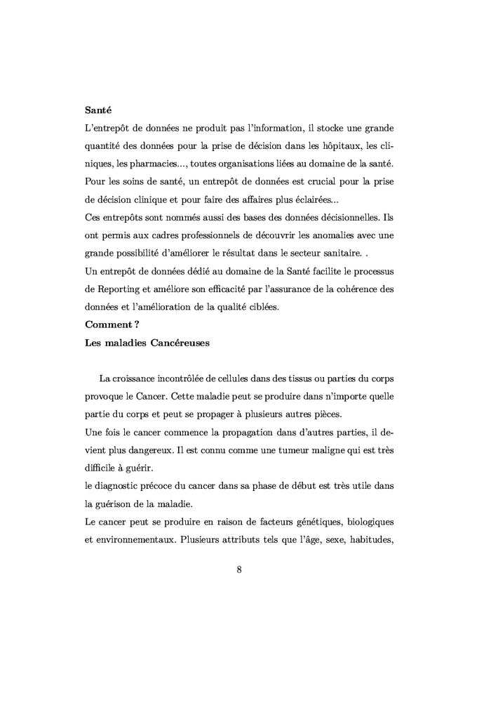 Elaboration d'un entrepôt de données dédié au domaine de la santé