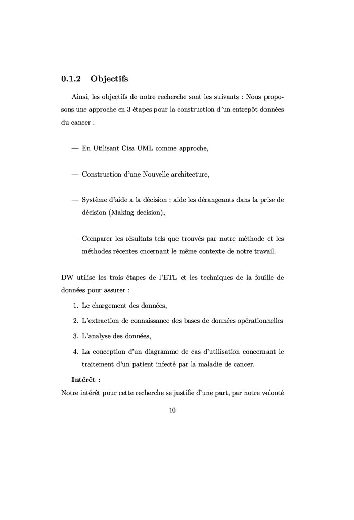 Elaboration d'un entrepôt de données dédié au domaine de la santé