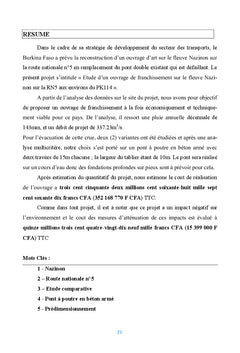 Etude d'un ouvrage de franchissement: cas du fleuve Nazinon