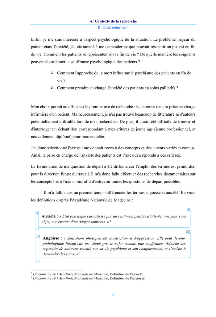 L'angoisse des patients en fin de vie en soins palliatifs