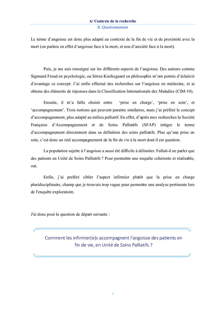 L'angoisse des patients en fin de vie en soins palliatifs