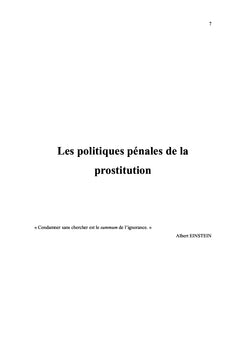 Les politiques penales de la prostitution