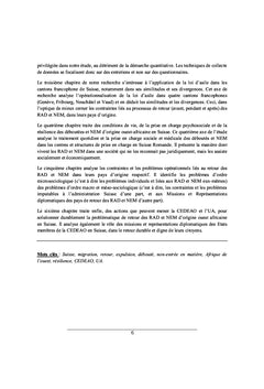 Problematique du retour des requerants d'asile deboutes