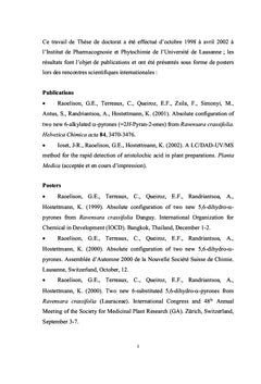 Etude phytochimique de plantes de Madagascar