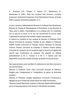 Etude phytochimique de plantes de Madagascar