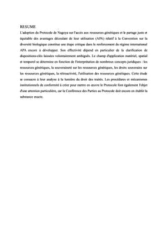 Le Protocole de Nagoya et son champ d'application