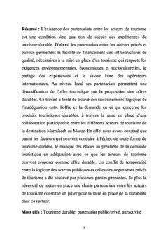 Les PPP en tourisme: quels enjeux pour la durabilité
