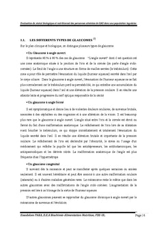 Statut nutritionnel et biologique des Glaucomateux A angle ouvert
