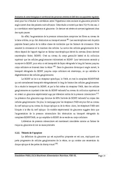 Statut nutritionnel et biologique des Glaucomateux A angle ouvert