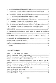 Effets des transformations sur le lycopene des tomates du Burkina Faso