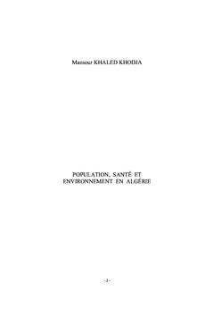 Population, santé et environnement en Algérie