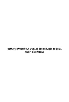 Communication pour l'usage des services 3G de la téléphonie mobile