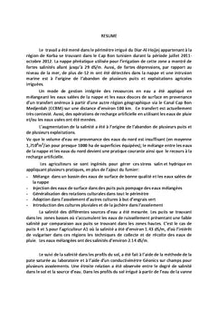 Gestion Integree des Ressources en eau et Perception de la Salinite