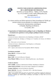 L'organisation de l'administration publique locale en Moldavie