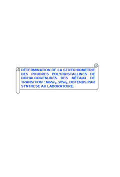 Stoechiometrie des dichalcogenures des metaux de transition MoSe2, WSe2
