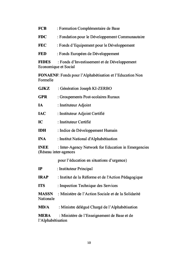 Histoire des politiques éducatives dans l'éducation de base au Burkina