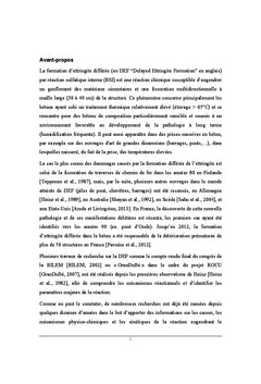 Effets d'additions minérales sur la Réaction Sulfatique Interne