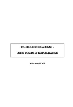 L'agriculture oasienne : entre déclin et réhabilitation