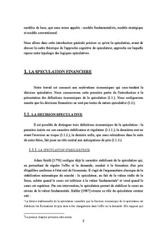 La rationalite cognitive du speculateur