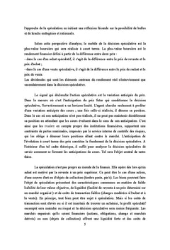 La rationalite cognitive du speculateur