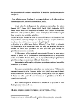 La rationalite cognitive du speculateur
