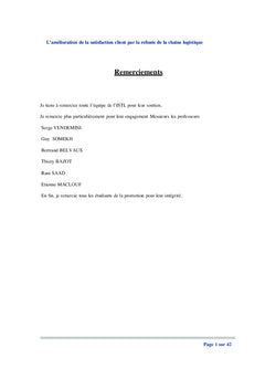 La satisfaction Client par la refonte de la chaîne logistique