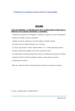 La satisfaction Client par la refonte de la chaîne logistique