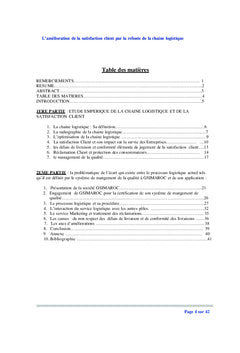 La satisfaction Client par la refonte de la chaîne logistique