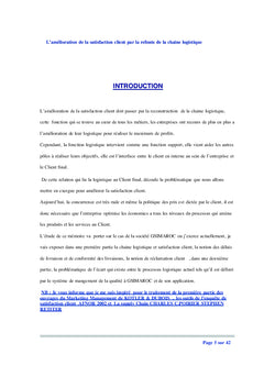 La satisfaction Client par la refonte de la chaîne logistique