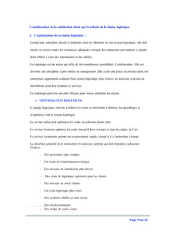 La satisfaction Client par la refonte de la chaîne logistique