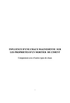 Influence d'une chaux magnésienne sur les propriétés d'un mortier