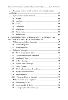 Mouvements anormaux dans les maladies neuro-métaboliques