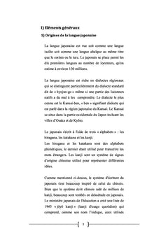 Introduction A la langue japonaise