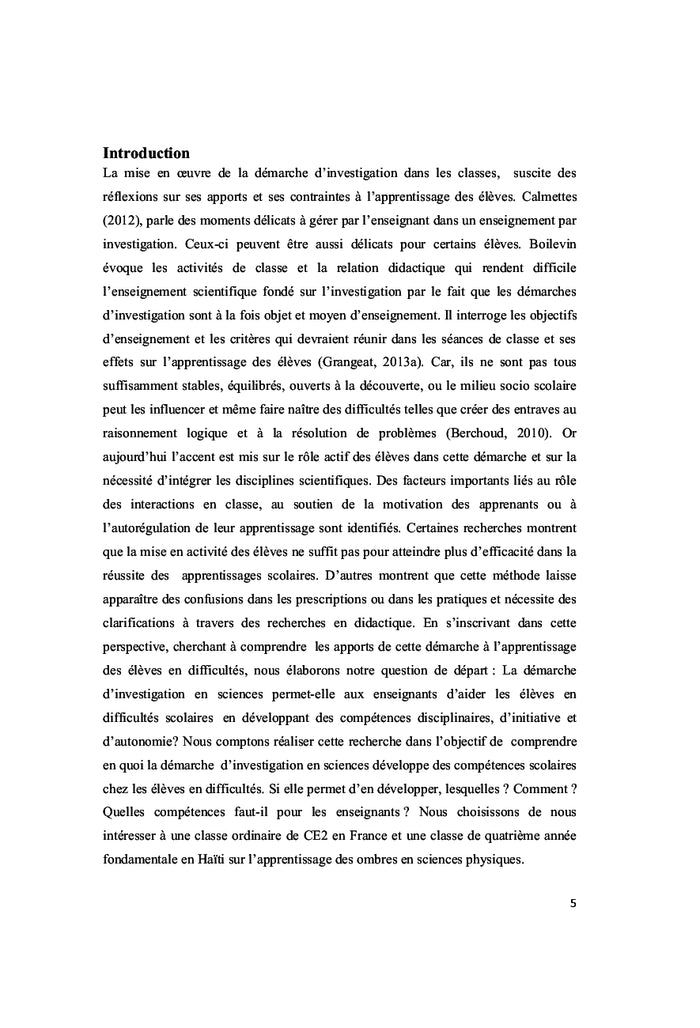 Demarche d'investigation en sciences & eleves en difficultes scolaires