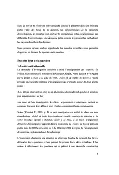 Demarche d'investigation en sciences & eleves en difficultes scolaires