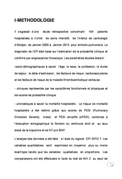 Pronostic de l'embolie pulmonaire en Afrique subsaharienne