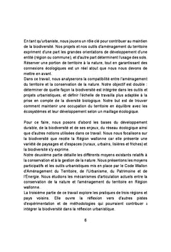 Integration de la biodiversite dans les plans et projets urbanistiques